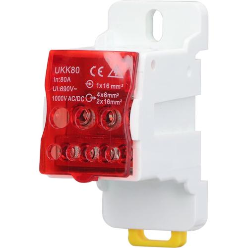 Rouge Bornier, UKK-80A 690V Boîte De Jonction, Bornier Electrique, Bornier de repartition, Bornier Rail Din avec Couvercle De Protection, pour Armoires De Distributio armoires Haute Tension