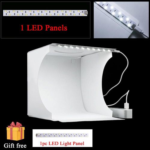 1 Studio LED Box - Mini boîte à lumière pliable pour Studio Photo, 20x20cm, fond noir et blanc