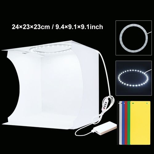 Lightbox 20cm Bague - boîte à lumière pliante de Mini Studio Photo, Kit de tente de Studio de photographie et 6 arrière-plans