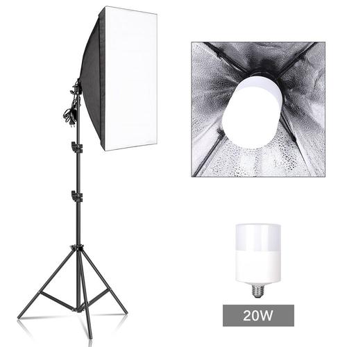 ampoule 20W - Studio Photo équipement photographie Softbox Kit d'éclairage 50x70CM professionnel système de lumière continue boîte souple