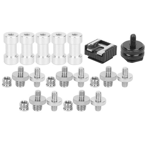 22pcs-set - Adaptateur fileté de convertisseur de vis de 1/4 pouces à 3/8 pouces mâle femelle, accessoire de Studio Photo pour Flash de support de lumière