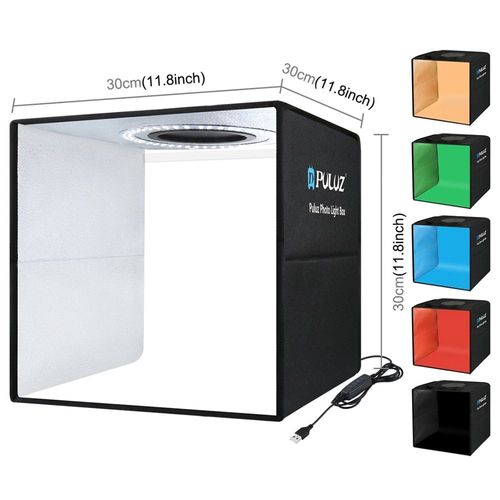 30cm 6 Dos Couleur - PULUZ 25 30cm Photo Boîte à Lumière Pliable Studio Photo Boîte D'anneau de Photographie LED Panneau Boîte Tente De Tir Kit de Boîte Avec 6 12 Couleurs