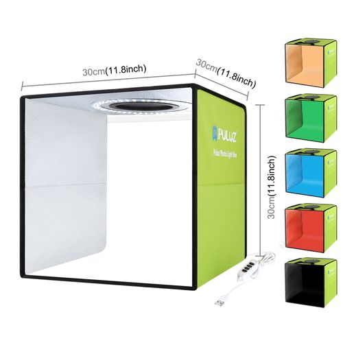30cm 6 Dos Couleur - PULUZ 25 30cm Photo Boîte à Lumière Pliable Studio Photo Boîte D'anneau de Photographie LED Panneau Boîte Tente De Tir Kit de Boîte Avec 6 12 Couleurs