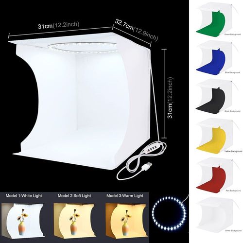 30cm 6 Dos Couleur - PULUZ 25 30cm Photo Boîte à Lumière Pliable Studio Photo Boîte D'anneau de Photographie LED Panneau Boîte Tente De Tir Kit de Boîte Avec 6 12 Couleurs