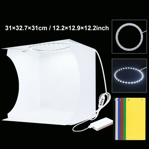 30cm Anneau lightBox - boîte à lumière pliante de Mini Studio Photo, Kit de tente de Studio de photographie et 6 arrière-plans