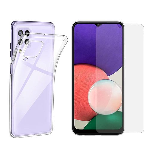 Protection Intégrale 360 Degres Samsung Galaxy A22 4g : Coque Gel De Protection En Tpu Invisible Arrière Transparente Et Protection Écran Classique Samsung Galaxy A22 4g - Accessoires Pochette Case