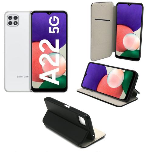 Samsung Galaxy A22 5g Etui Noir Protection Portefeuille À Rabat Avec Porte Cartes - Housse Samsung Galaxy A22 5g Noire Folio Coque Silicone Antichoc Smartphone 2021 - Accessoires Pochette Case