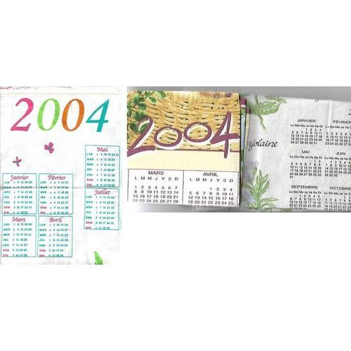 Torchons Calendrier Année 2004