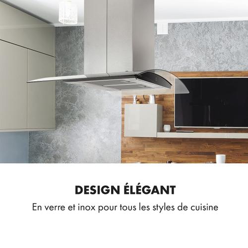 Klarstein Colette Hotte aspirante îlot 90cm 600 m³/h Classe A - inox argent