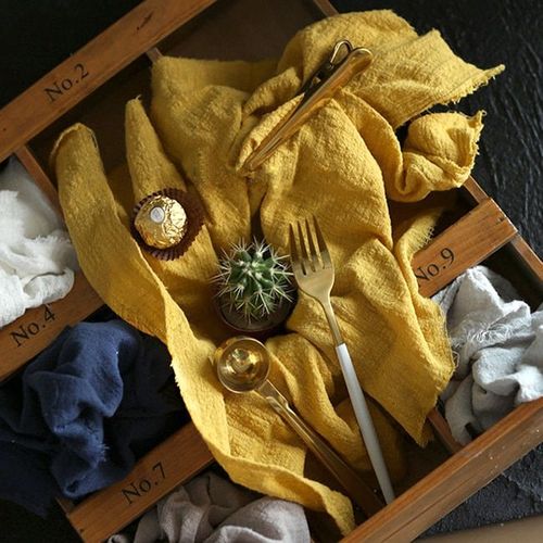 Gingembre - Tissu de coton Gunny Texture bosse, accessoires de fond de photographie, accessoires de Studio Photo pour la décoration d'arrière-plan des aliments fins