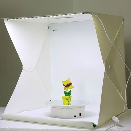 Type Bouton moyen - Boîte de Studio Photo 40x40x40 cm, arrière-plan de photographie, boîte à lumière intégrée, petits objets, accessoires de Studio Photo