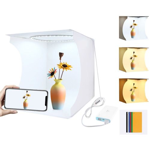 PU5030 - 30*30cm anneau Lightbox pliant Photo Studio boîte photographie Softbox boîte à lumière Studio tir tente boîte Kit avec 6 décors de couleur