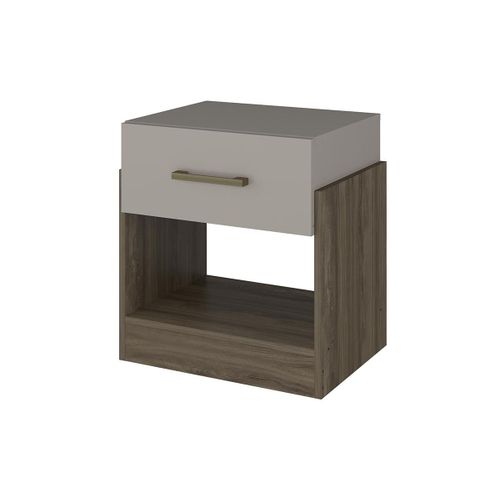Table De Chevet Bodil Ii - 1 Tiroir - Taupe Et Marron
