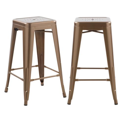 Tabouret De Bar Mi-Hauteur Indus Cuivre Mat 66 Cm (Lot De 2)