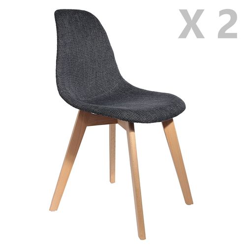 2 Chaises Scandinaves Design Grosse Maille Flora - Gris Foncé