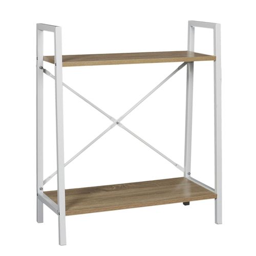 Etagère À 2 Planches En Bois Et Métal - L. 60 X H. 70 Cm. - Blanc