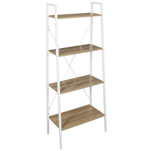 Etagère Large À 4 Planches En Bois Et Métal - L. 60 X H. 148 Cm. - Blanc