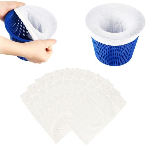 blanche - Panier d'écumage en plastique pour piscine, 20 pièces, pour chaussettes Non tissées, pratique, nettoyeur de filtre
