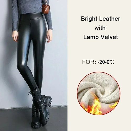 Leggings En Cuir Pu Velours Taille Haute Pour Femmes,Pantalons Sexy Pour Femmes,Sourire 256 Optique,Vêtements Chauds Pour Femmes,Hiver,