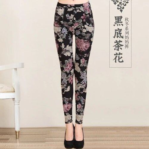 Yavo Sobuc-Leggings Chauds En Velours Pour Femmes,Pantalons Épais,Grande Taille Xxxl,Fleurs Imprimées,20 Couleurs,Style Automne Et Hiver