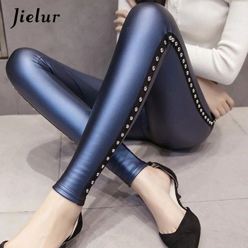 Jielur Hiver Sourire 256 Pu Leggings En Cuir Femmes Mode Risale Push Up Crayon Pantalon 4 Couleurs S-Xxxl Dame Taille Haute Legging