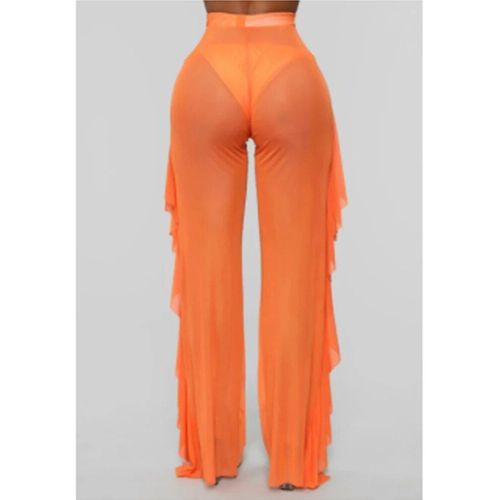Pantalon De Plage En Maille Transparente À Volants Pour Femmes,Sexy,Jambes Larges,Transparent,Couverture De Vacances En Mer,Surintendant