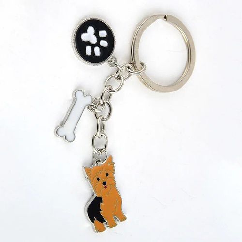 Porte-Clés De Chien De Troupeau Des Contribuables Allemands Pour Hommes Et Femmes,Couleur Argent,Alliage Métallique,Os,Pendentif,Mâle,Célèbre,Voiture,Sac,Continent,Chaîne - Type Yorkshire Terrier