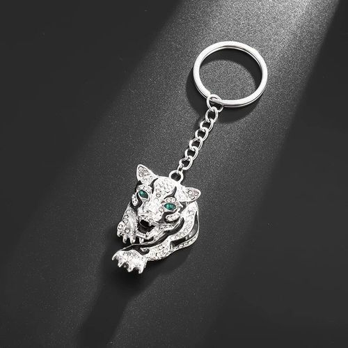 Porte-Clés Hip-Hop Ice Out Pour Homme,Tigre Dominateur,Punk,Moto,Rock,Tendance,Accessoire Porte-Bonheur - Type Silver