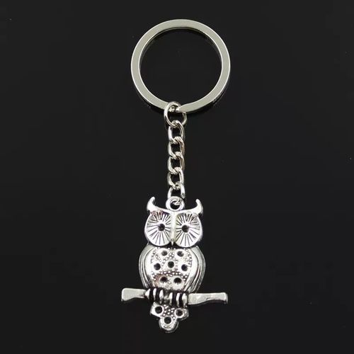 Porte-Clés En Métal 30mm 40x31mm,Bijoux Antiques,Couleur Argent,Hibou Debout,Pendentif