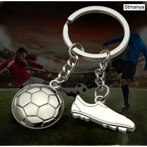 Mode Football Métal Porte-Clés Hommes Cadeau Porte-Clés Chaussures De Football Et Football Voiture Porte-Clés Cadeau Fête Porte-Clés Bijoux - Type Silver1