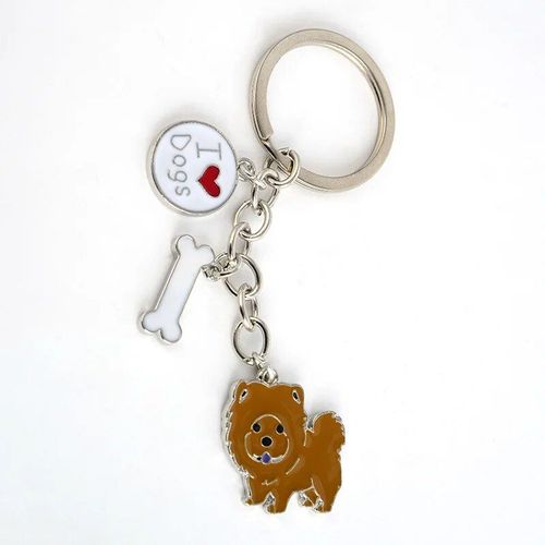 Porte-Clés De Chien De Troupeau Des Contribuables Allemands Pour Hommes Et Femmes,Couleur Argent,Alliage Métallique,Os,Pendentif,Mâle,Célèbre,Voiture,Sac,Continent,Chaîne,Porte-Clés - Type Chow Chow
