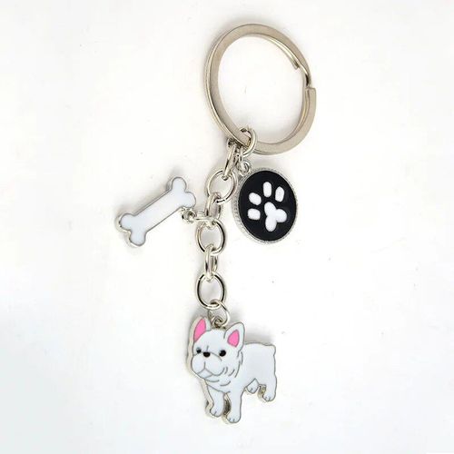Porte-Clés De Chien De Troupeau Des Contribuables Allemands Pour Hommes Et Femmes,Couleur Argent,Alliage Métallique,Os,Pendentif,Mâle,Célèbre,Voiture,Sac,Continent,Chaîne - Type French Bulldog #A