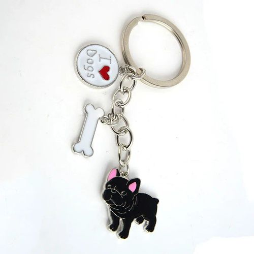 Porte-Clés De Chien De Troupeau Des Contribuables Allemands Pour Hommes Et Femmes,Couleur Argent,Alliage Métallique,Os,Pendentif,Mâle,Célèbre,Voiture,Sac,Continent,Chaîne - Type French Bulldog #B