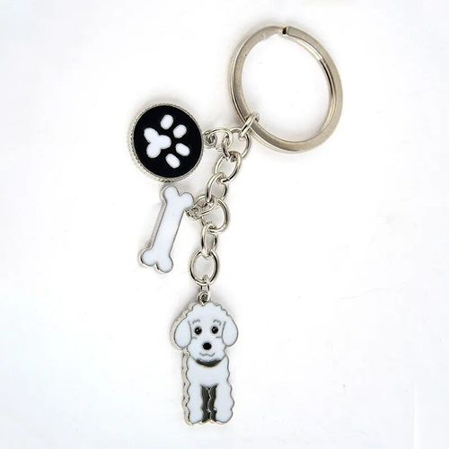 Porte-Clés De Chien De Troupeau Des Contribuables Allemands Pour Hommes Et Femmes,Couleur Argent,Alliage Métallique,Os,Pendentif,Mâle,Célèbre,Voiture,Sac,Continent,Chaîne - Type Poodle Teddy