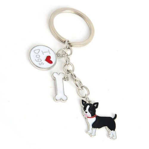 Porte-Clés De Chien De Troupeau Des Contribuables Allemands Pour Hommes Et Femmes,Couleur Argent,Alliage Métallique,Os,Pendentif,Mâle,Célèbre,Voiture,Sac,Continent,Chaîne,Porte-Clés - Type Chihuahua