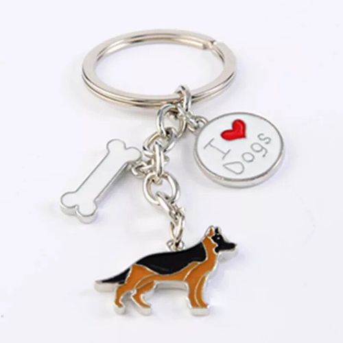 Porte-Clés De Chien De Troupeau Des Contribuables Allemands Pour Hommes Et Femmes,Couleur Argent,Alliage Métallique,Os,Pendentif,Mâle,Célèbre,Voiture,Sac,Continent,Chaîne - Type German Shepherd Dog