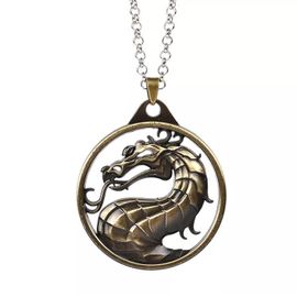 Porte-Clés De Jeu De Charme Mortal Kombat Pour Hommes,Totem De Dragon,Porte-Clés En Alliage,Cadeau Vintage,Accessoires De Clé De Voiture,Mode - Type Bronze Necklace