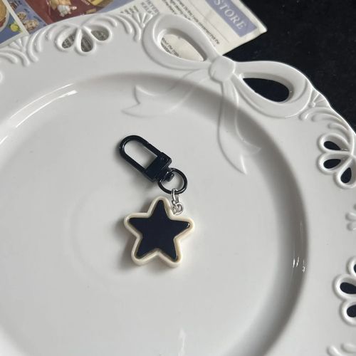 Porte-Clés Étoile Noire Et Blanche Pour Femme,Pendentif Sac À Dos,Clé De Voiture,Porte-Clés,Bijoux,Accessoires,Cadeau De Couple,Equichimy2k - Type Black