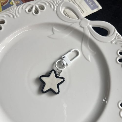 Porte-Clés Étoile Noire Et Blanche Pour Femme,Pendentif Sac À Dos,Clé De Voiture,Porte-Clés,Bijoux,Accessoires,Cadeau De Couple,Equichimy2k - Type White