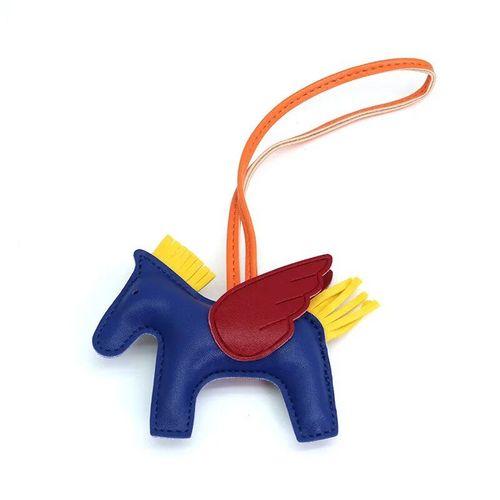 Petit Porte-Clés Pégase Créatif,Pendentif À Breloque Pompon Poney Ange Mignon,Cuir Pu,Breloque De Voiture,Breloque De Sac,Bijoux Cadeaux - Type Deep Blue