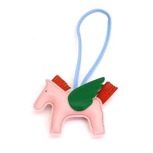 Petit Porte-Clés Pégase Créatif,Pendentif À Breloque Pompon Poney Ange Mignon,Cuir Pu,Breloque De Voiture,Breloque De Sac,Bijoux Cadeaux - Type Pink