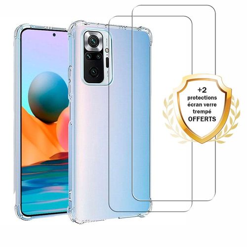 Coque Xiaomi Redmi Note 10 Pro Antichoc Silicone + 2 Vitres En Verre Trempé Protection Écran - Evetane