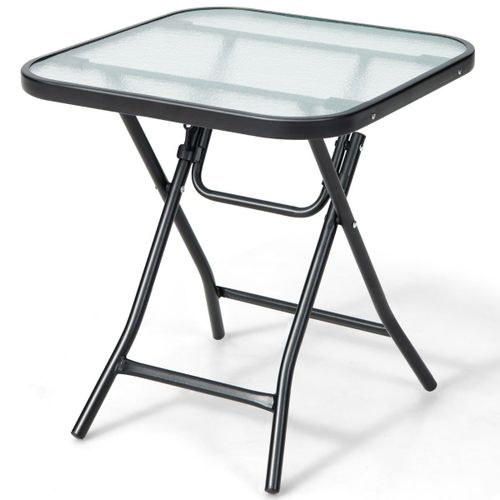 Table De Jardin Bistro Pliante 46,5 X 46,5 X 42 Cm En Verre Et Acier Pour Intérieur Extérieur Patio Balcon Charge 25 Kg Noir Helloshop26 20_0009416