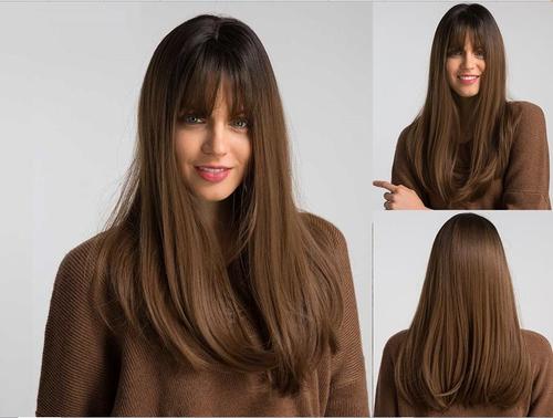Longue Perruque Luxe Sexy Adulte Femme Cheveux Chatain Wigs Afro Blonde Brune 