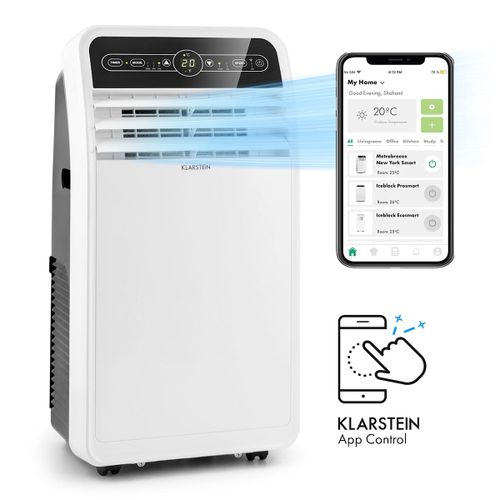 Climatiseur mobile avec evacuation - Klarstein - 7000 BTU - Commande via app - Fonction ventilateur & déshumidificateur - Blanc