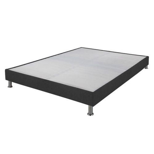 Sommier Tapissier + Pieds Omega Gris 3 160x200 Lattes Bois - H.15 Cm - Made In France