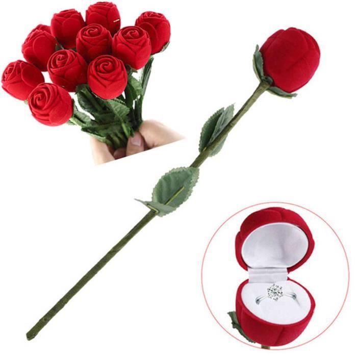 Cadillaps Coffret Cadeau Ecrin Boîte Flanelle Pour Bague De Mariage Fiançailles Présentoir Haut De Gamme Jour De Mariage Saint Valentin Rose 