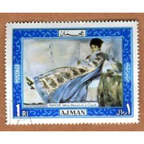 Timbre Oblitéré - " Mme Monet On A Couch - Renoir " - Ajman - 1969