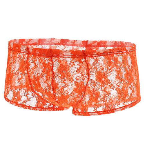 Dentelle Pour Hommes Voir À Travers Les Slips Sous-Vêtements Slips Slips Xl Orange