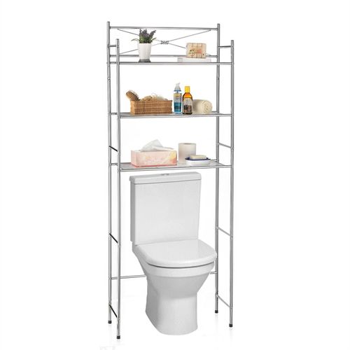 Etagère De Salle De Bain Marsa Meuble De Rangement Au-Dessus Des Toilettes Wc Ou Lave-Linge Avec 3 Tablettes, En Métal Chromé